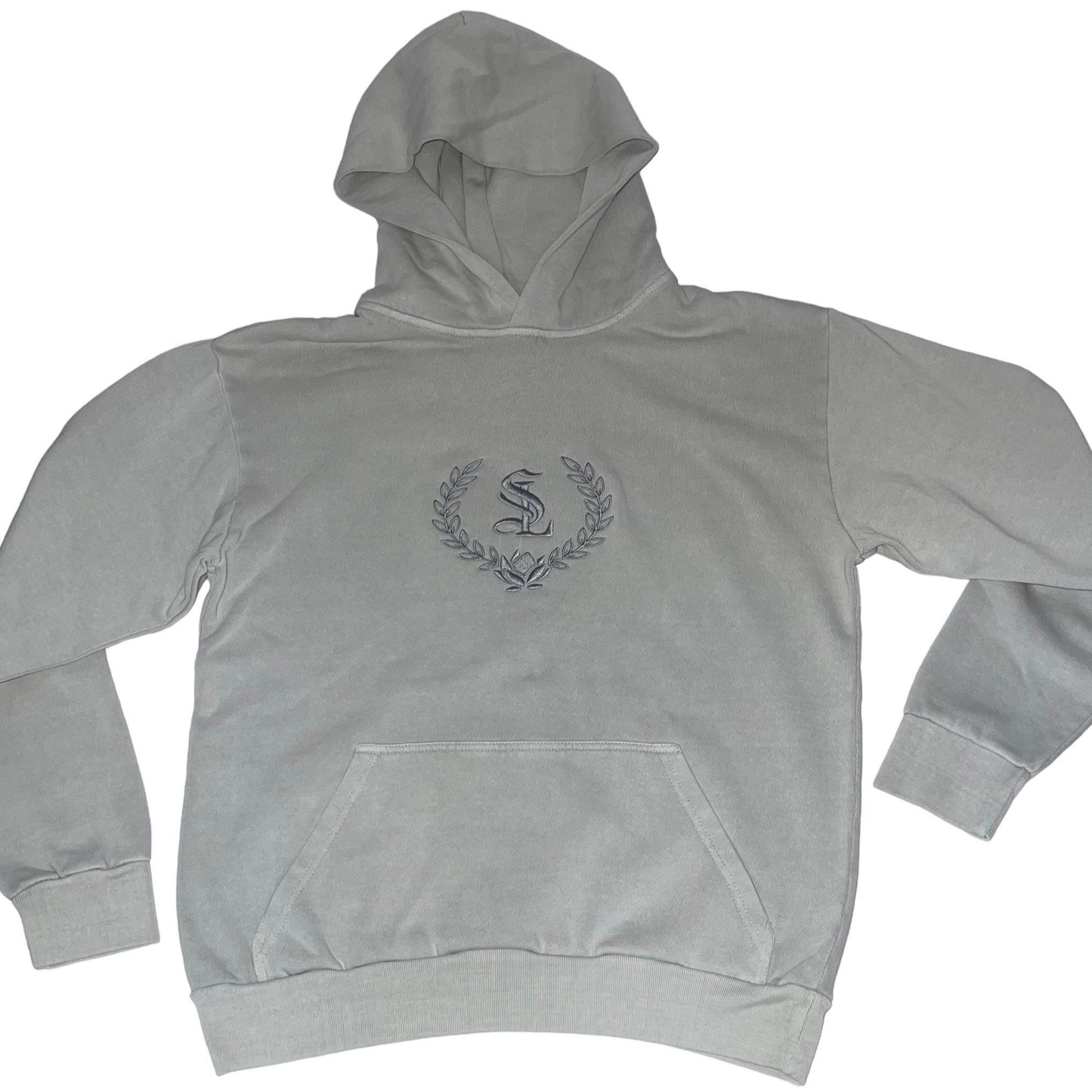 Lotus Crest - Embroidered Sweatsuit Top - Fog - Urban Pullover Hoodie