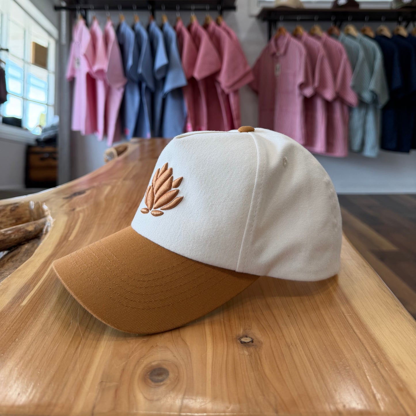 Cream with Vintage Penny Brim - 5 Panel Snapback