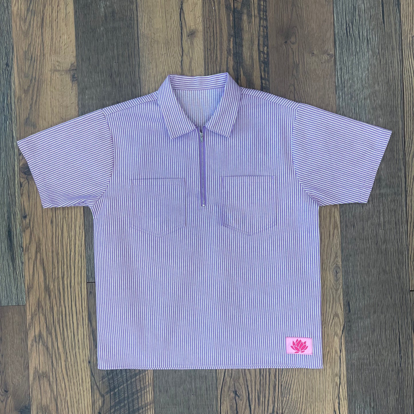 Lotus Zip-Up Short Sleeve Shirt - Lavender