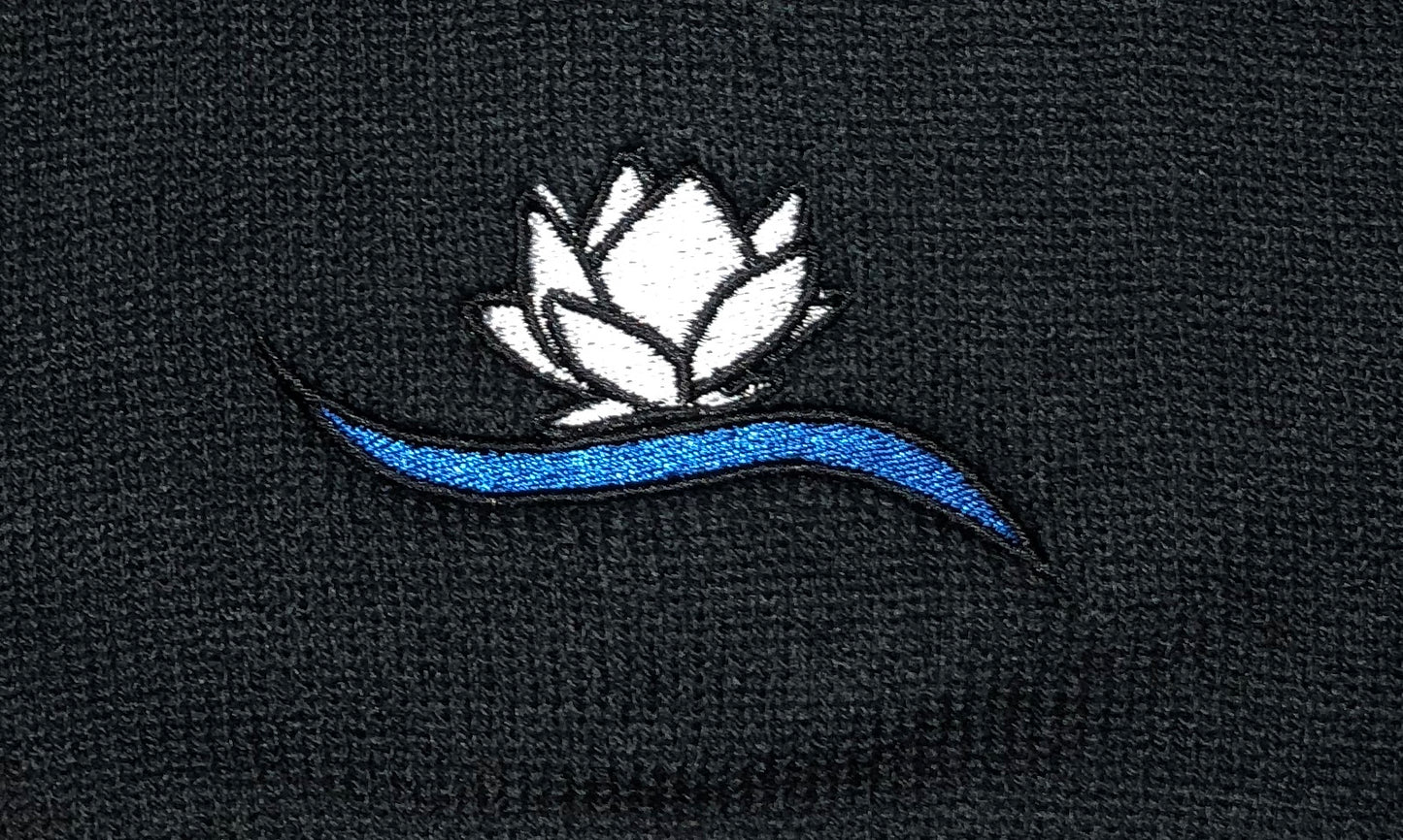 Beanie - Surf Lotus Black Logo Embroidered Beanie