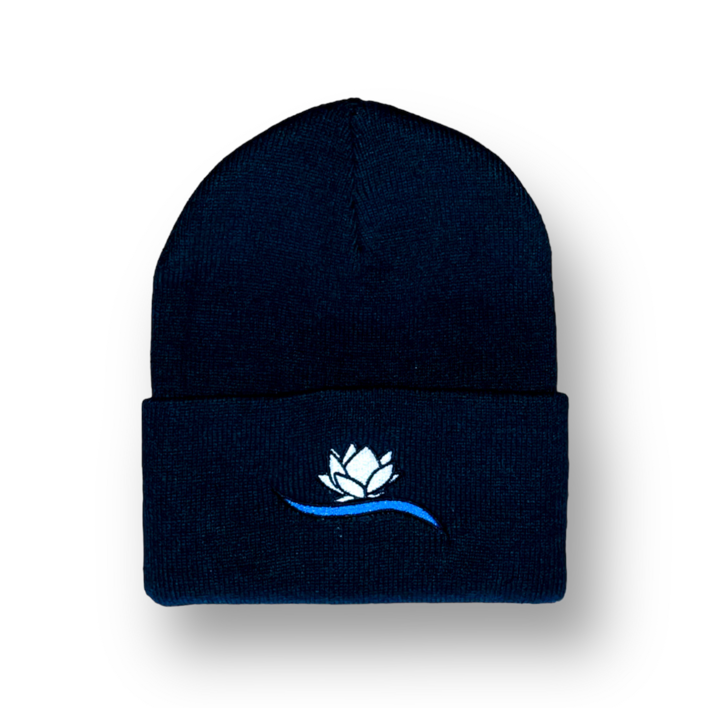 Beanie - Surf Lotus Black Logo Embroidered Beanie