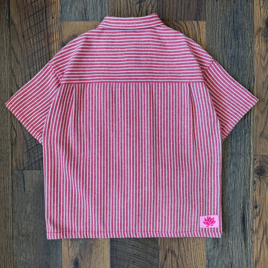 Jacquard Button Up-Red