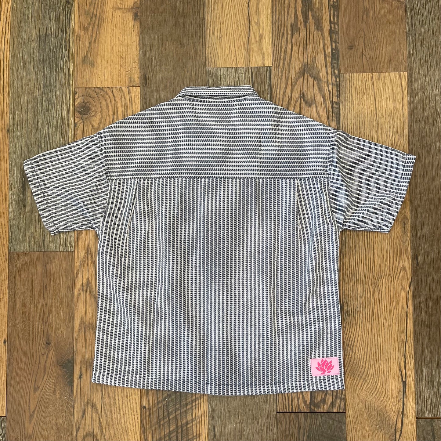 Lotus Jacquard Short Sleeve Shirt - Navy