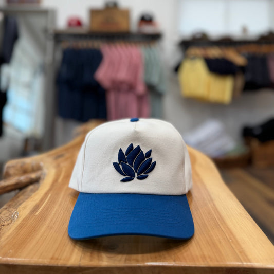 Cream with Royal Brim - 5 Panel Snapback