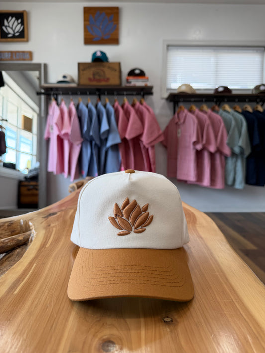 Cream with Vintage Penny Brim - 5 Panel Snapback