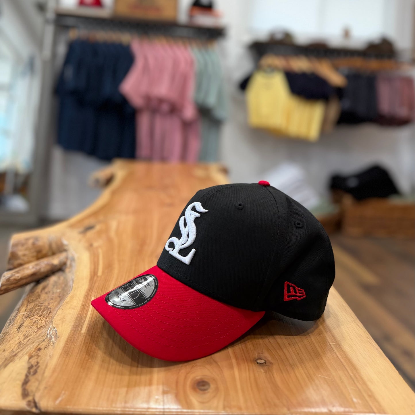 SL Monogram Hat-Black with Red