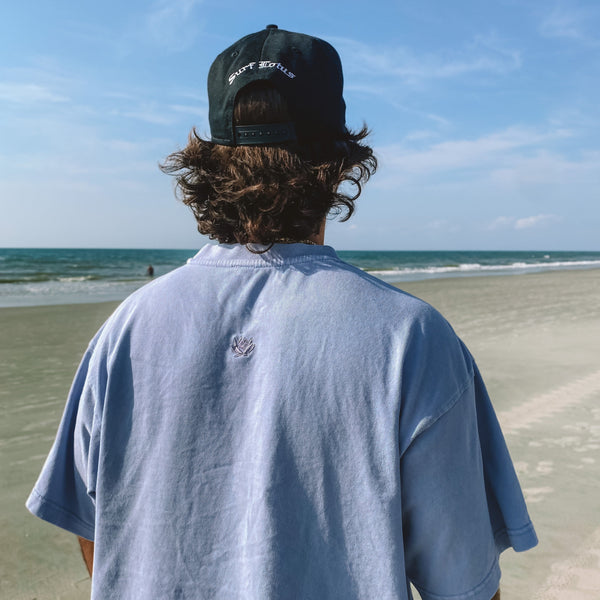 Embroidered Lotus Tee - Grape Ice