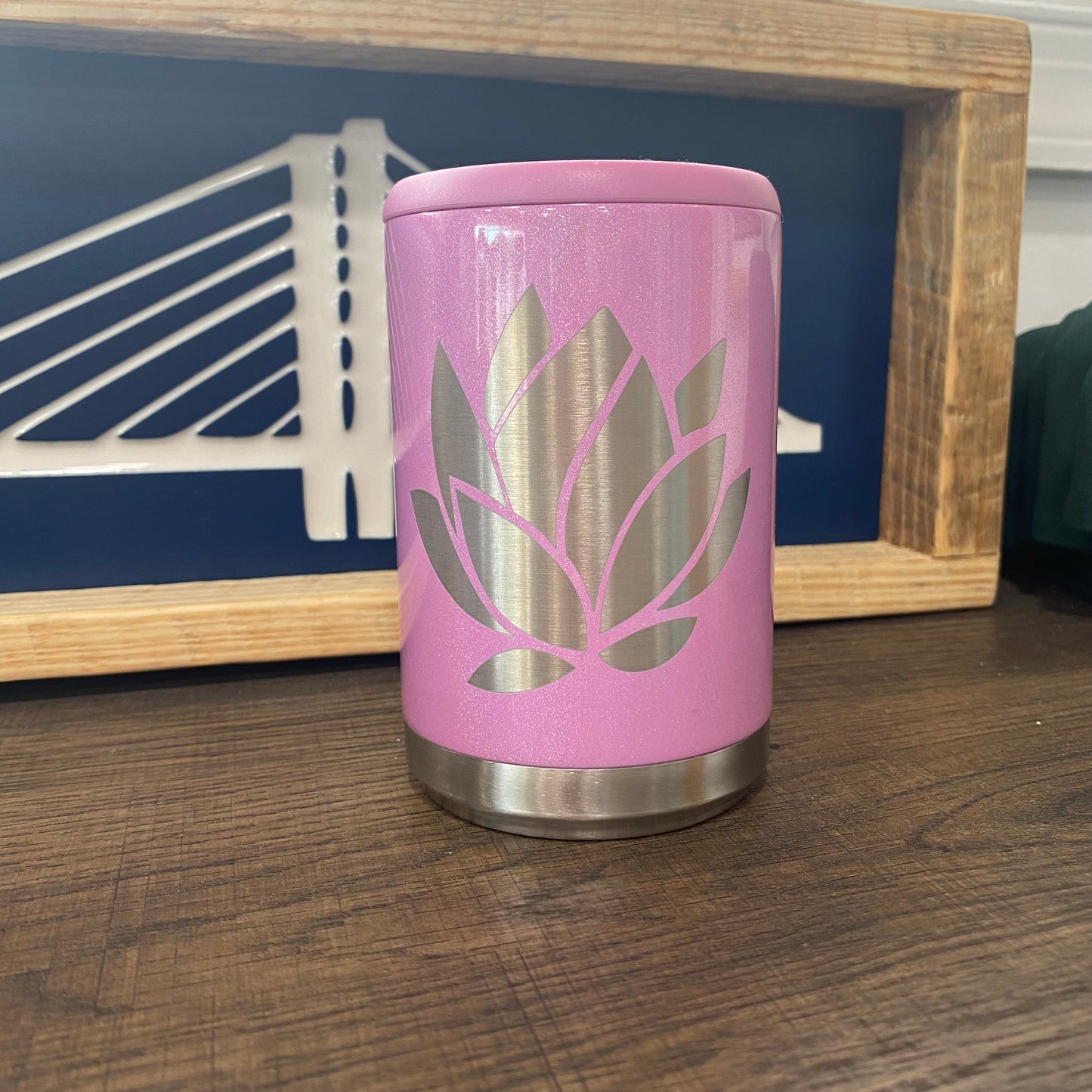 Can Koozie with Lotus Flower