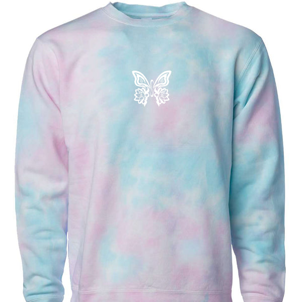 Embroidered Crew Neck - The Lotus Butterfly - Cotton Candy