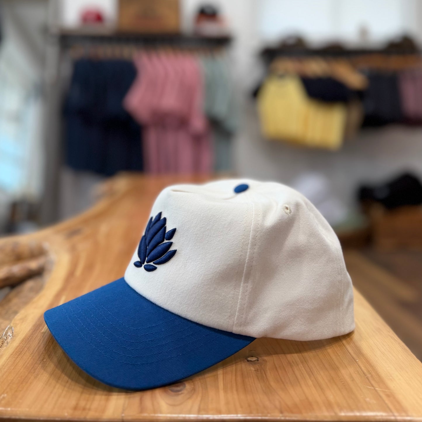 Cream with Royal Brim - 5 Panel Snapback