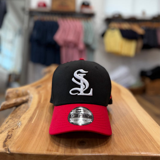 SL Monogram Hat-Black with Red