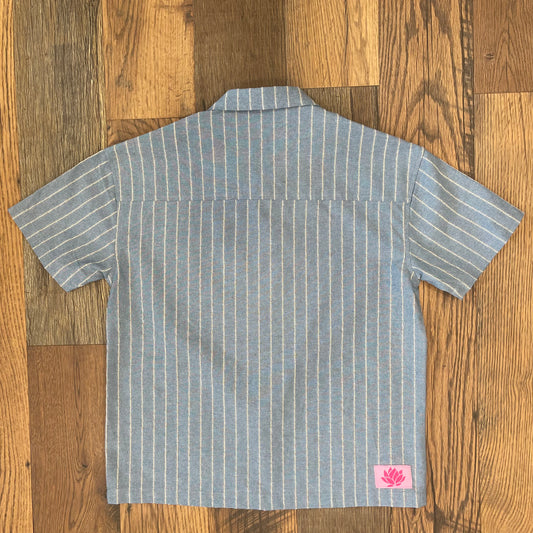 Lotus Pinstripe Short Sleeve Chore Coat