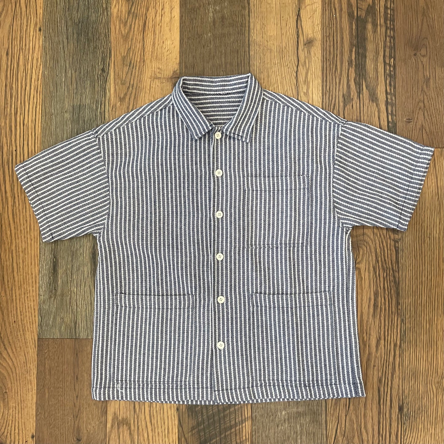 Lotus Jacquard Short Sleeve Shirt - Navy