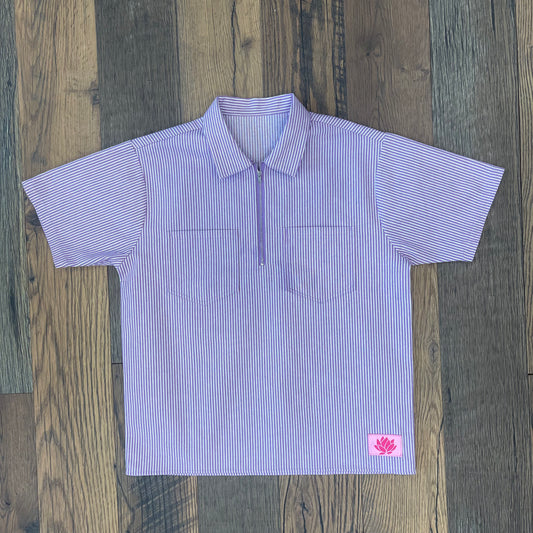Lotus Zip-Up Short Sleeve Shirt - Lavender