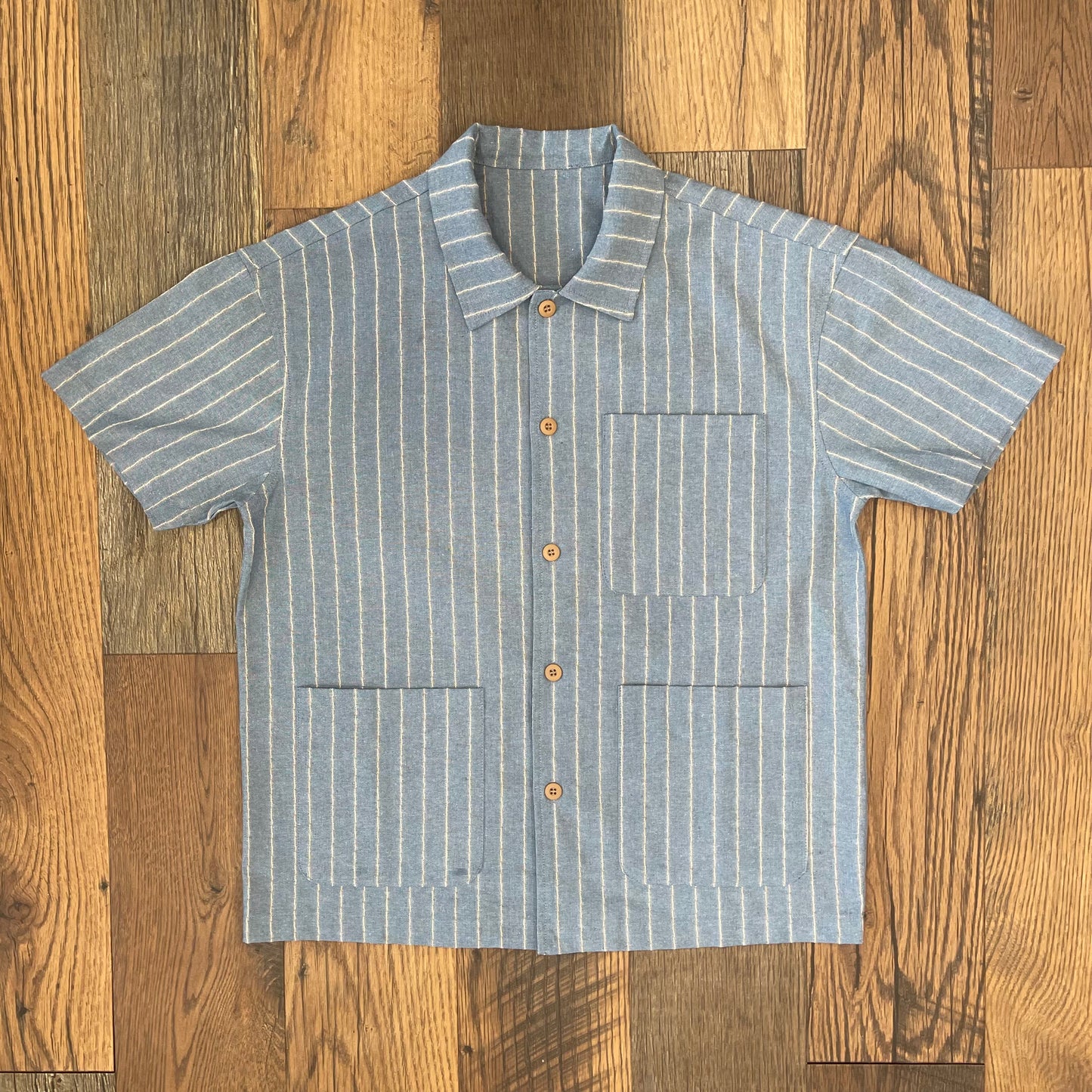 Lotus Pinstripe Short Sleeve Chore Coat