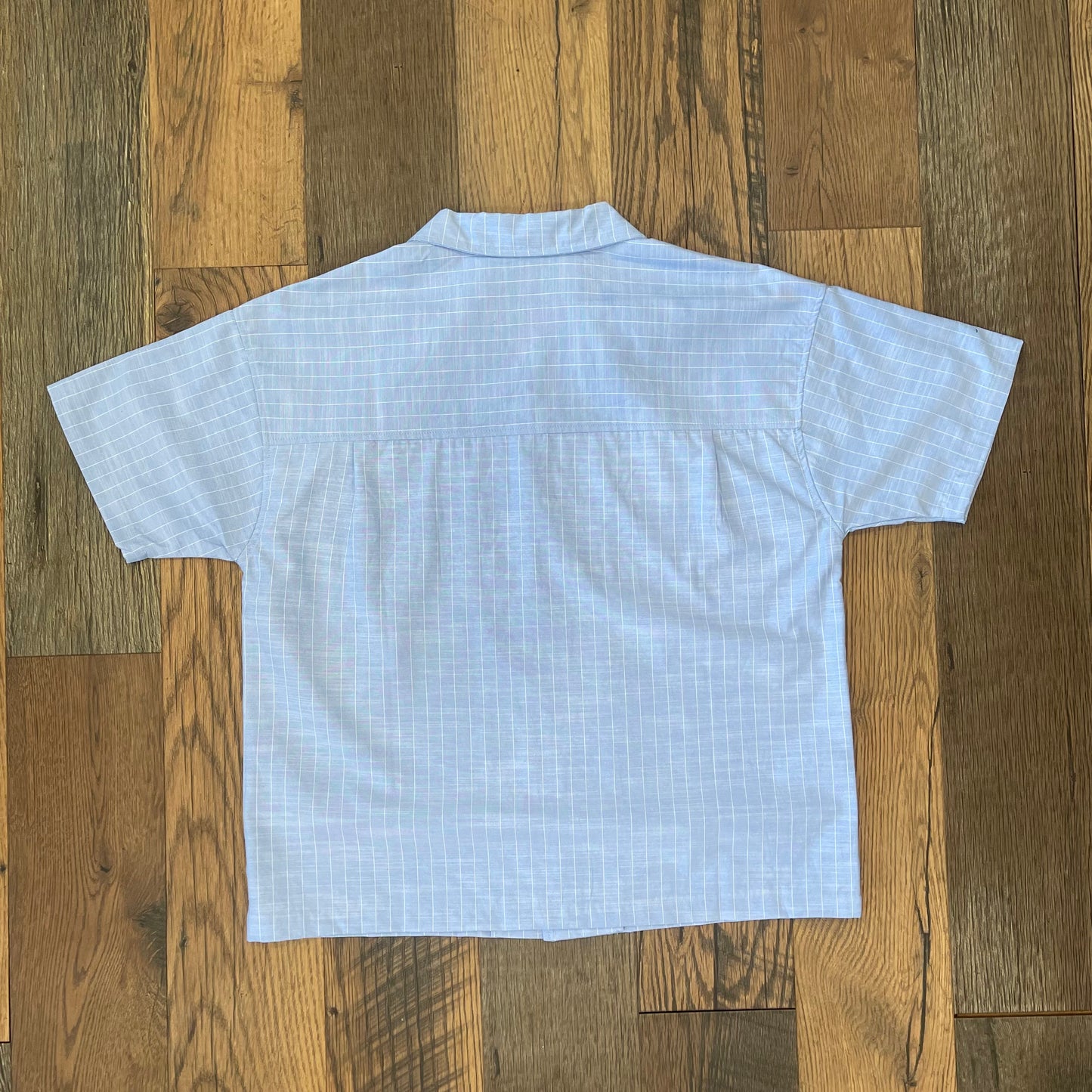 Lotus Stripped Bowling Shirt - Light Blue