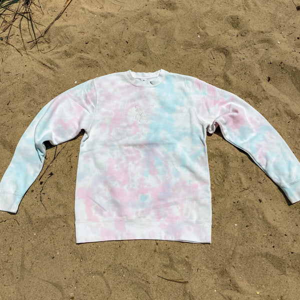 Embroidered Crew Neck - The Lotus Butterfly - Cotton Candy