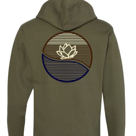 Graphic Surf Lotus - Hoodie - Military Green