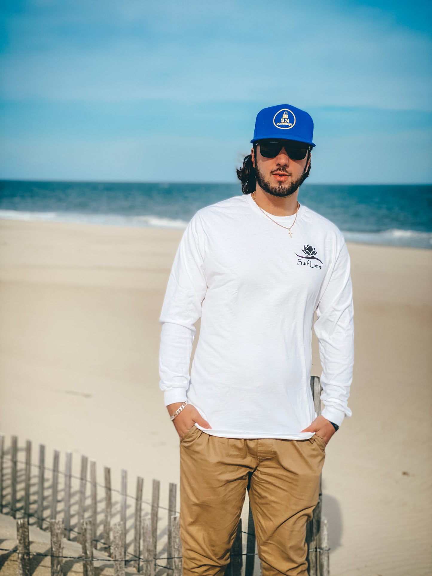 Graphic Surf Lotus - NEW "T for a Cause" - Heavy Weight -  White Long Sleeve
