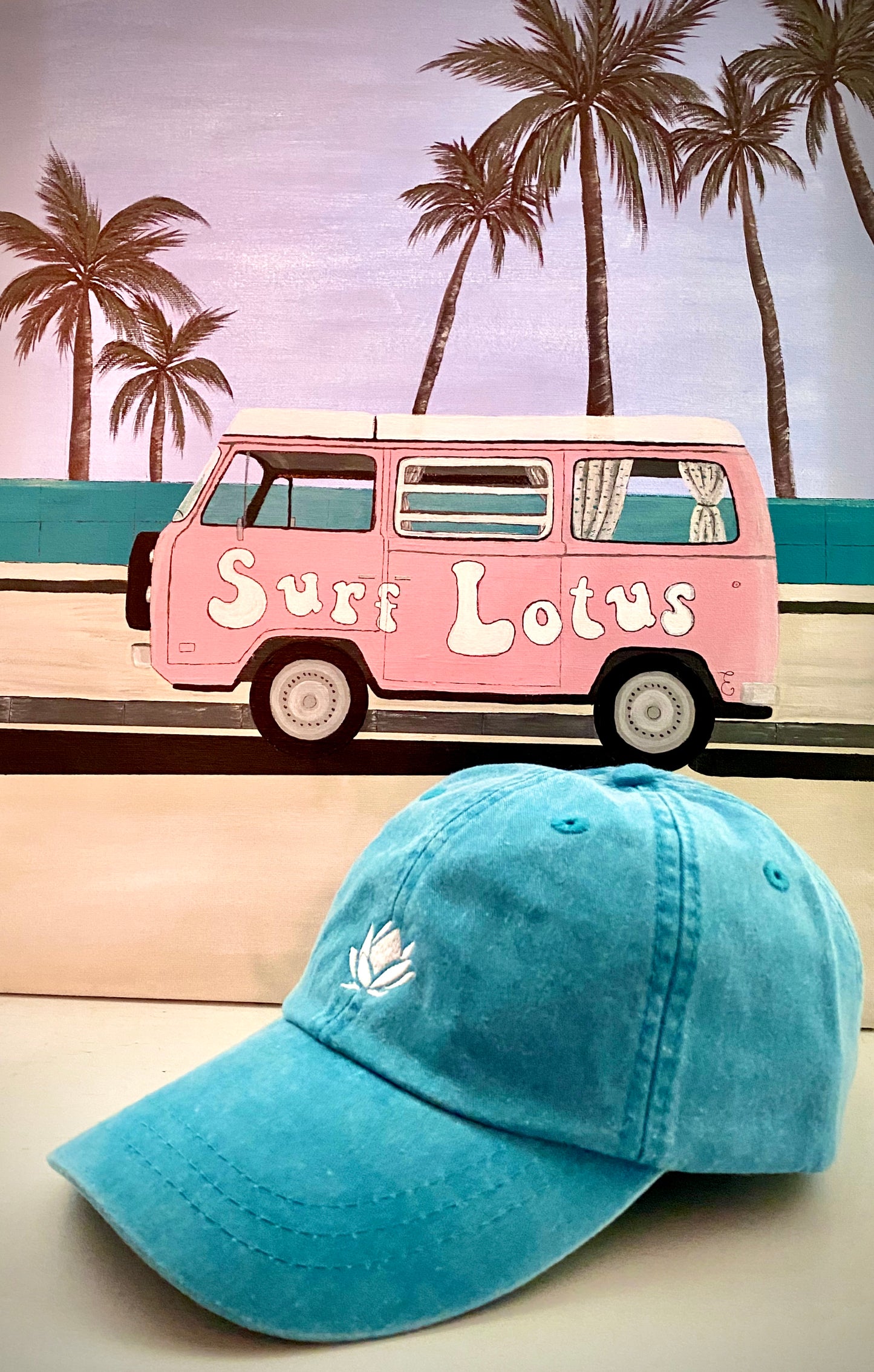 Surf Lotus Embroidered - Dad Hat - Caribbean Blue