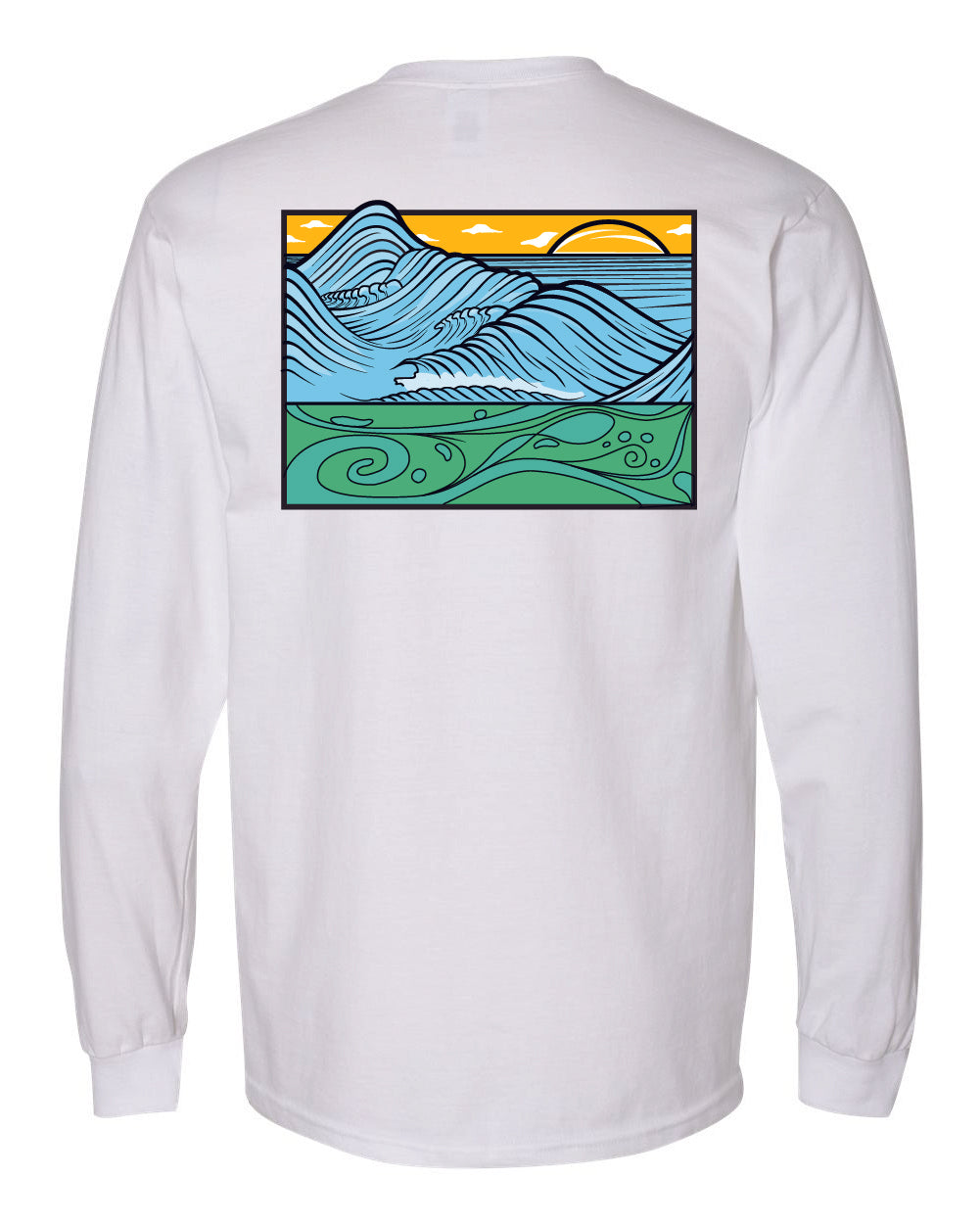 Graphic Surf Lotus - NEW "T for a Cause" - Heavy Weight -  White Long Sleeve