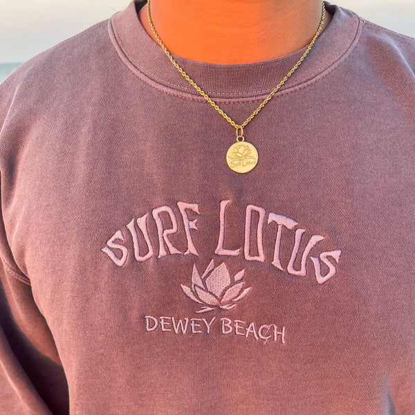 Embroidered Crew Neck - Surf Lotus - Dewey Beach